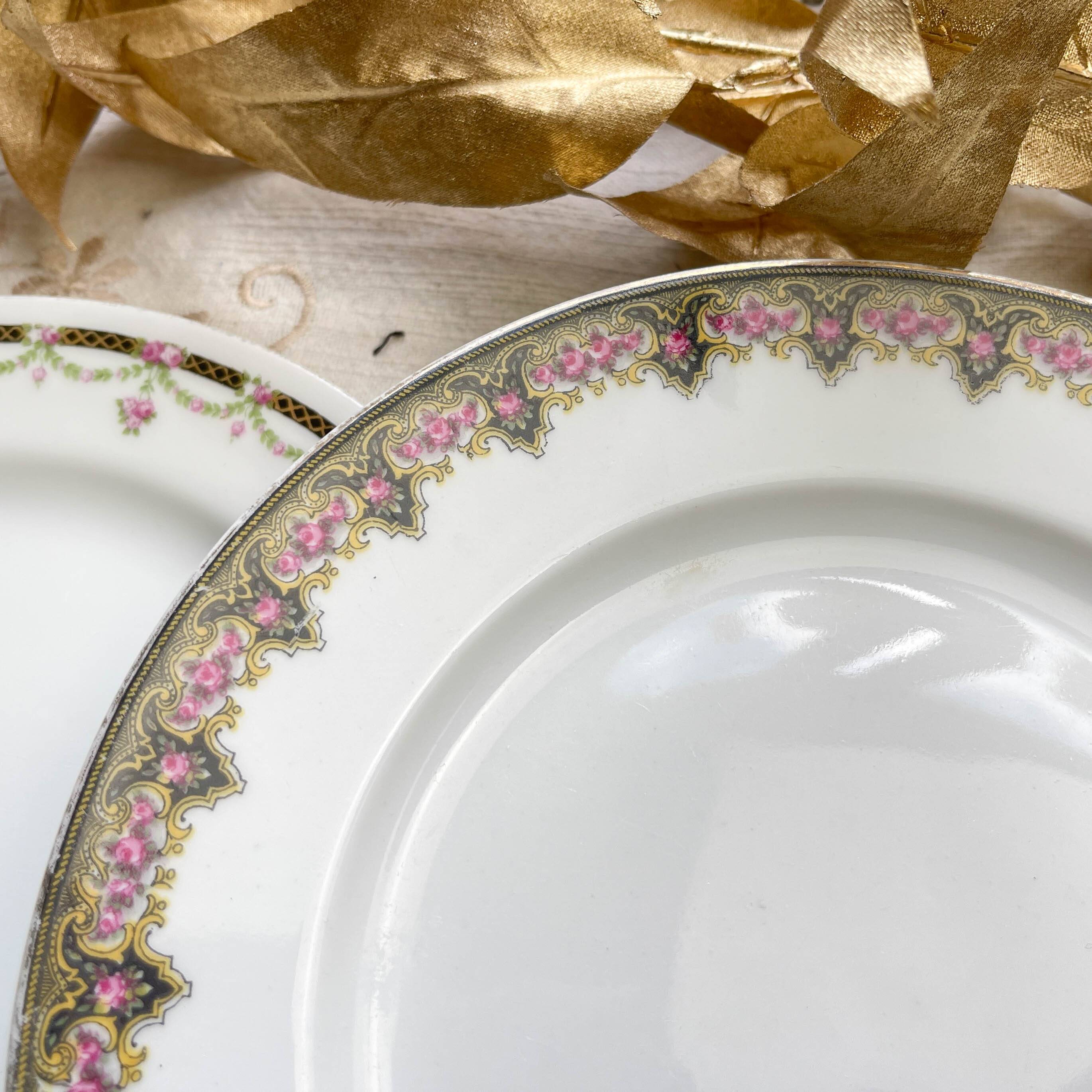 6 Mismatched Vintage French Porcelain Dessert Plates