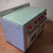 Small metal stove, vintage toy 1950s