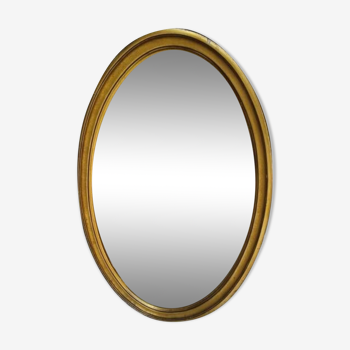 Gilded wood mirror period 1960 oval