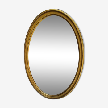 Miroir bois doré epoque 1960 ovale