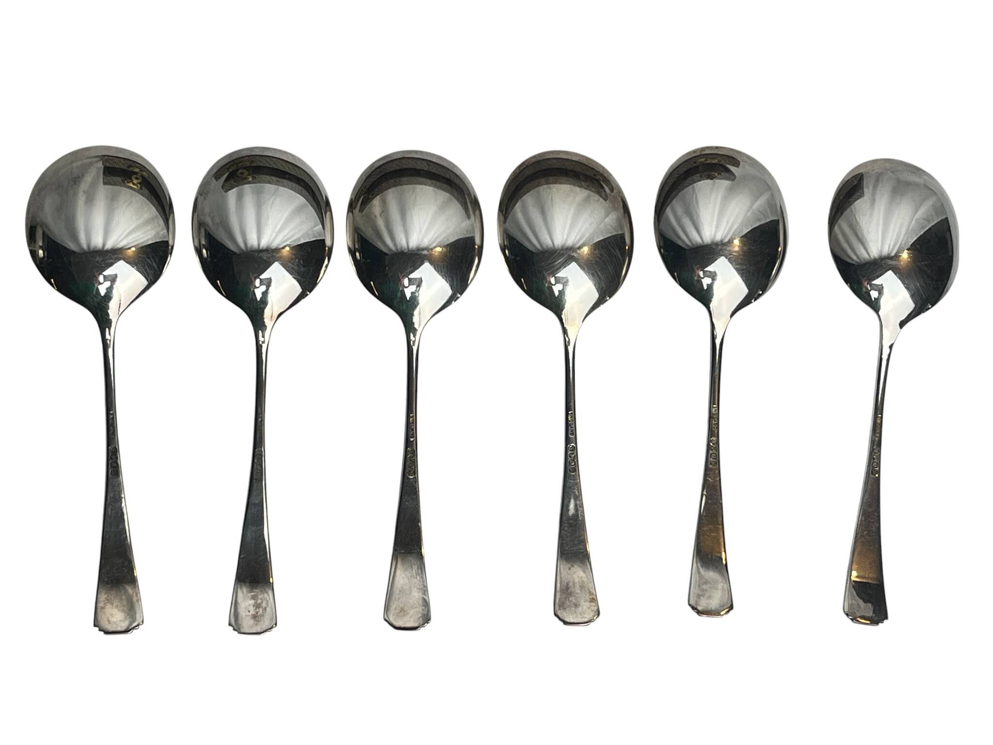 Art de la table, six cuillères à glace métal argenté anglais vers 1930