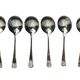 Art de la table, six cuillères à glace métal argenté anglais vers 1930