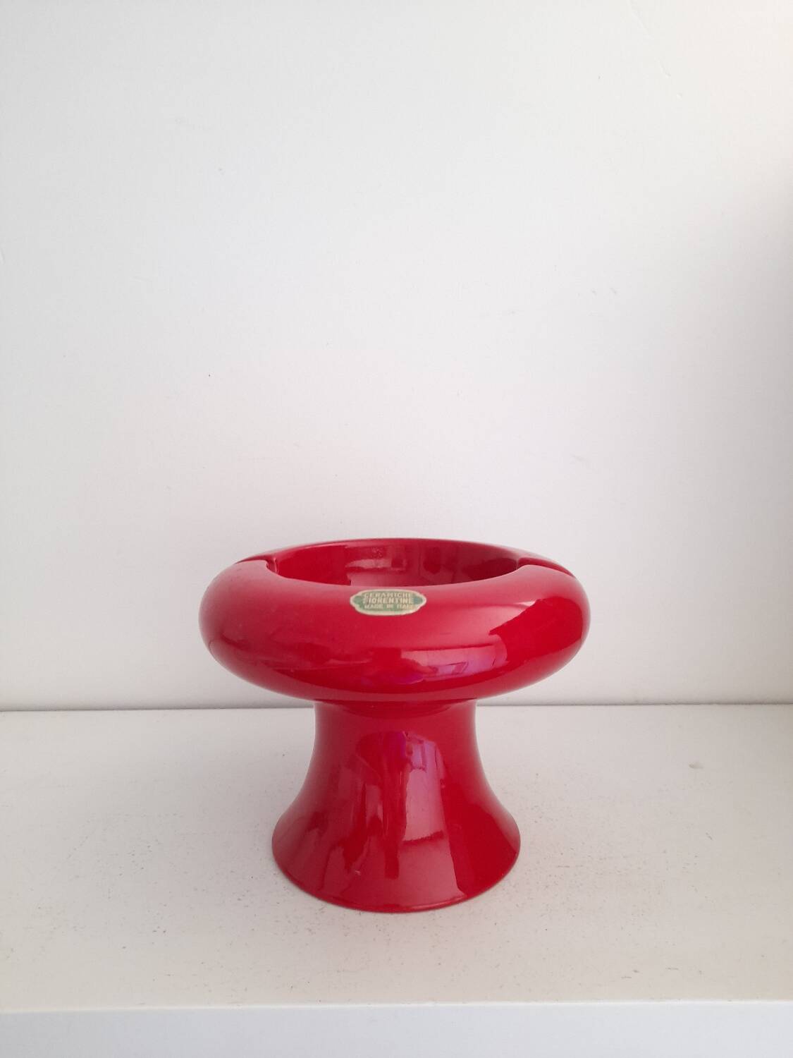 Grand cendrier sur pied céramique florentine