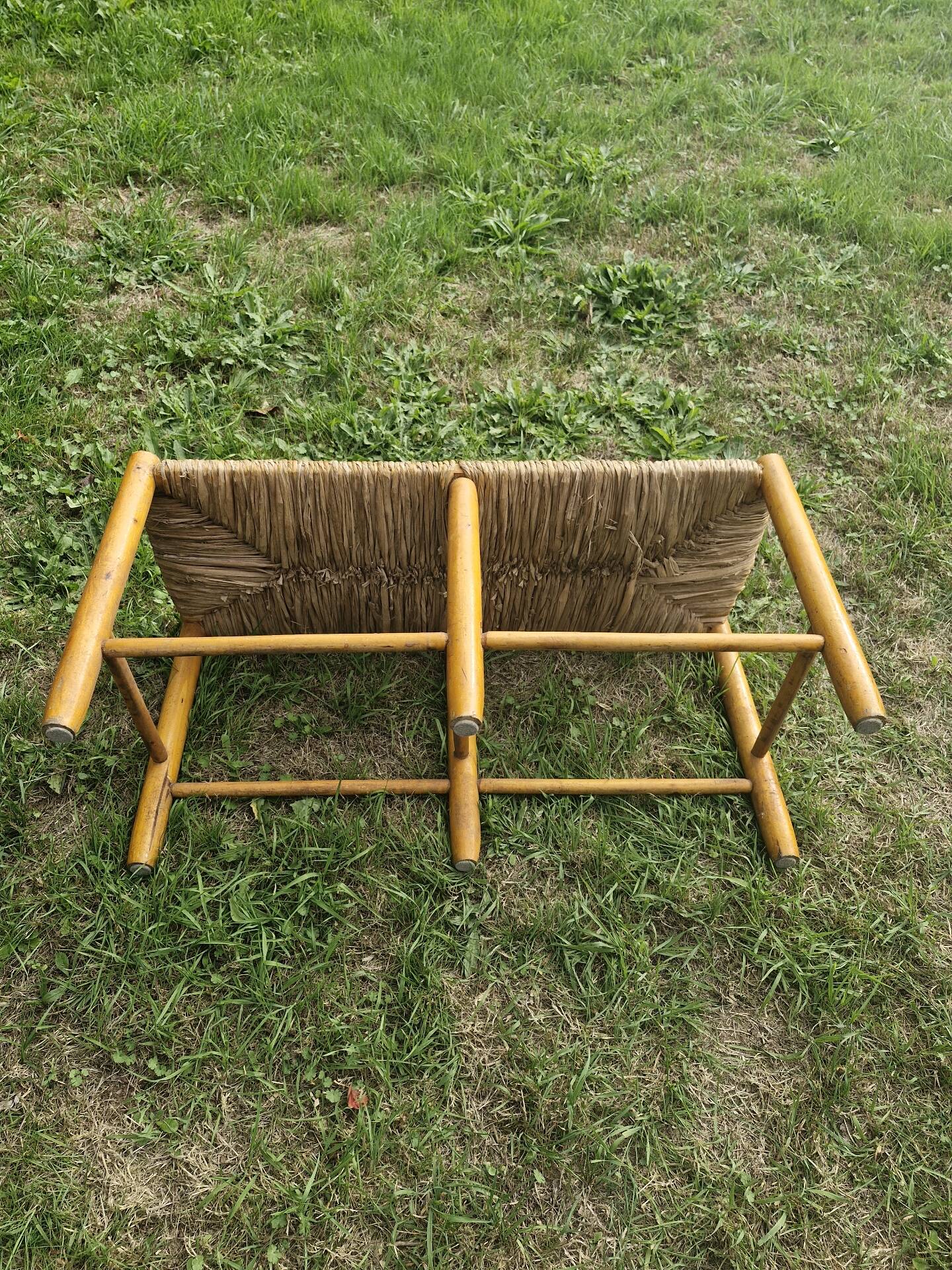 Wood and straw bench