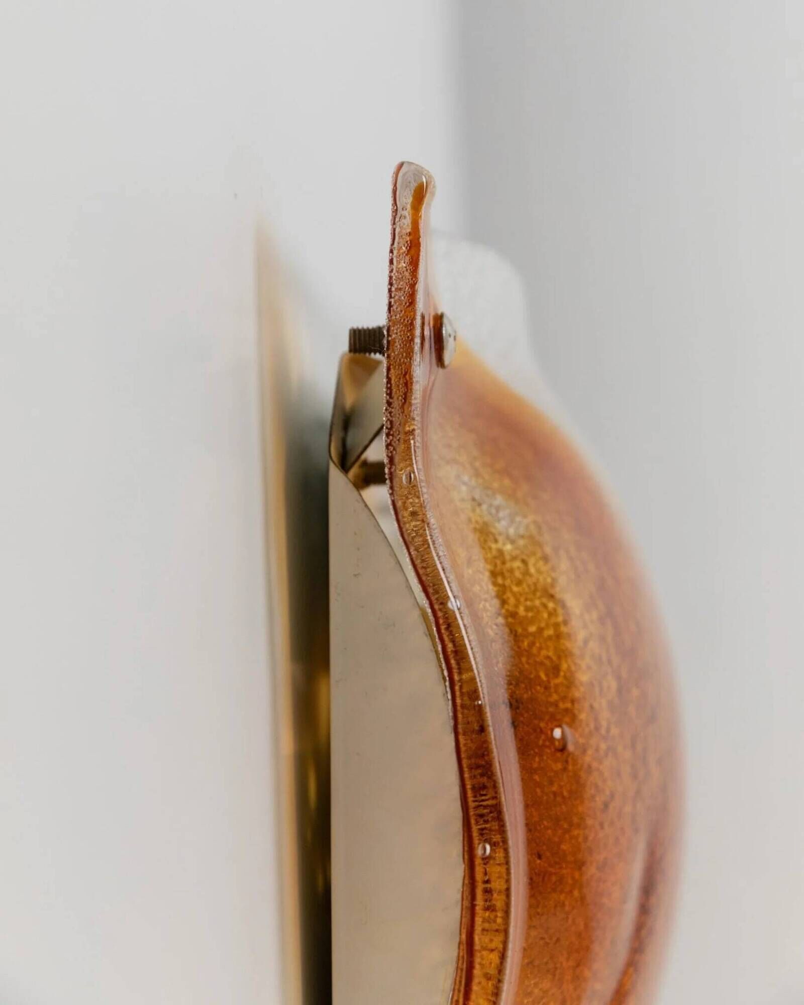 Vintage Murano Glass Wall Lamp - Clear Glass with Orange Striations, Italian Design, 1970s Wall Sconce