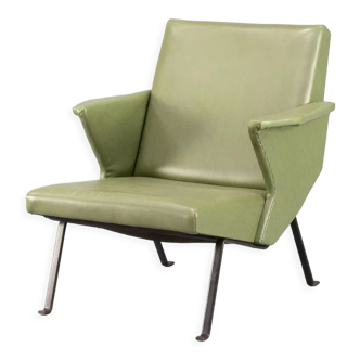 50s metal and skai lounge fauteuil