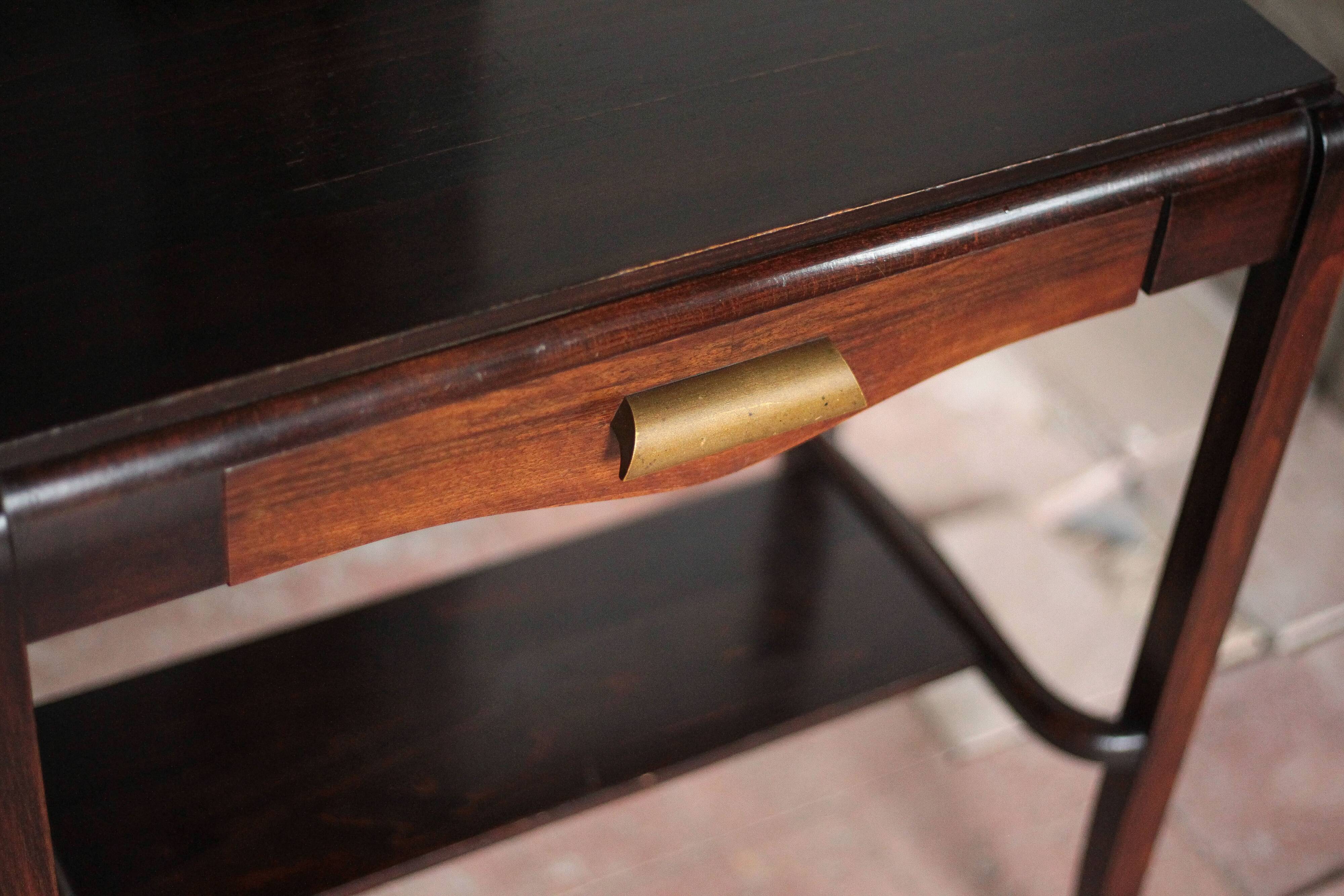 Table vintage, table bois avec 1 tiroir, console art déco, table d'appoint