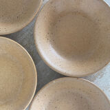 4 hollow plates in speckled stoneware