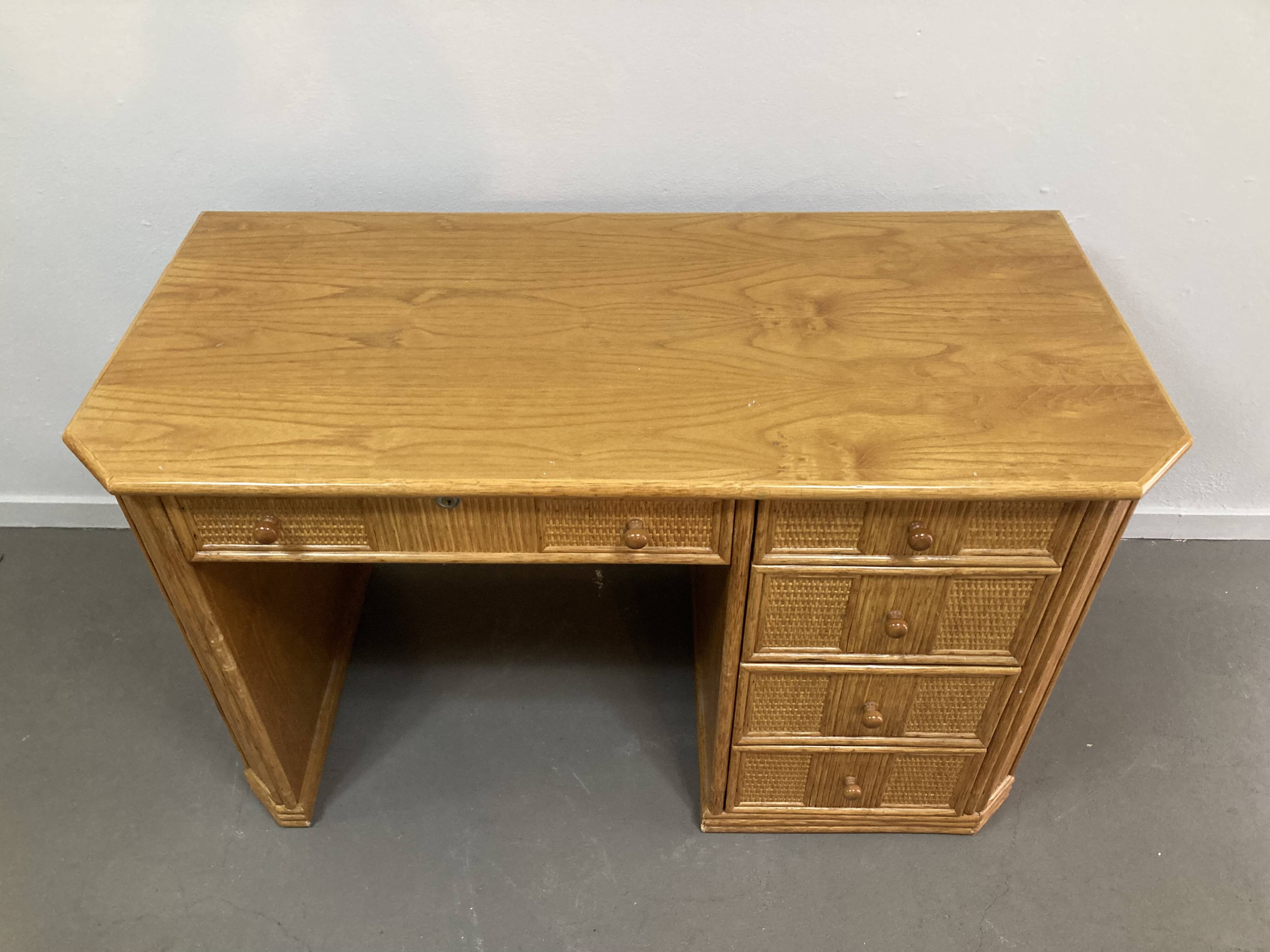 Unique desk in rattan or split rattan, Vivai del Sud style.