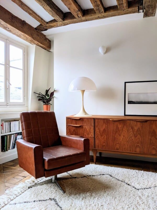 Swivel armchair skai and chrome 60s