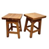 Dutch pine wood Stools, 1990s, Vintage