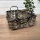 Woven silver-plated metal basket.