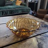 Amber glass bowl - vintage twisted design