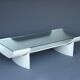 Table basse en contreplaqué et verre années 1960