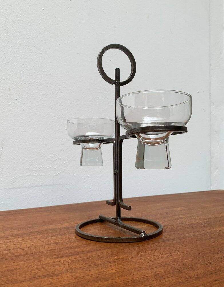 Danish Metal and Glass Candle Holder from the Mid-Century, 1960s