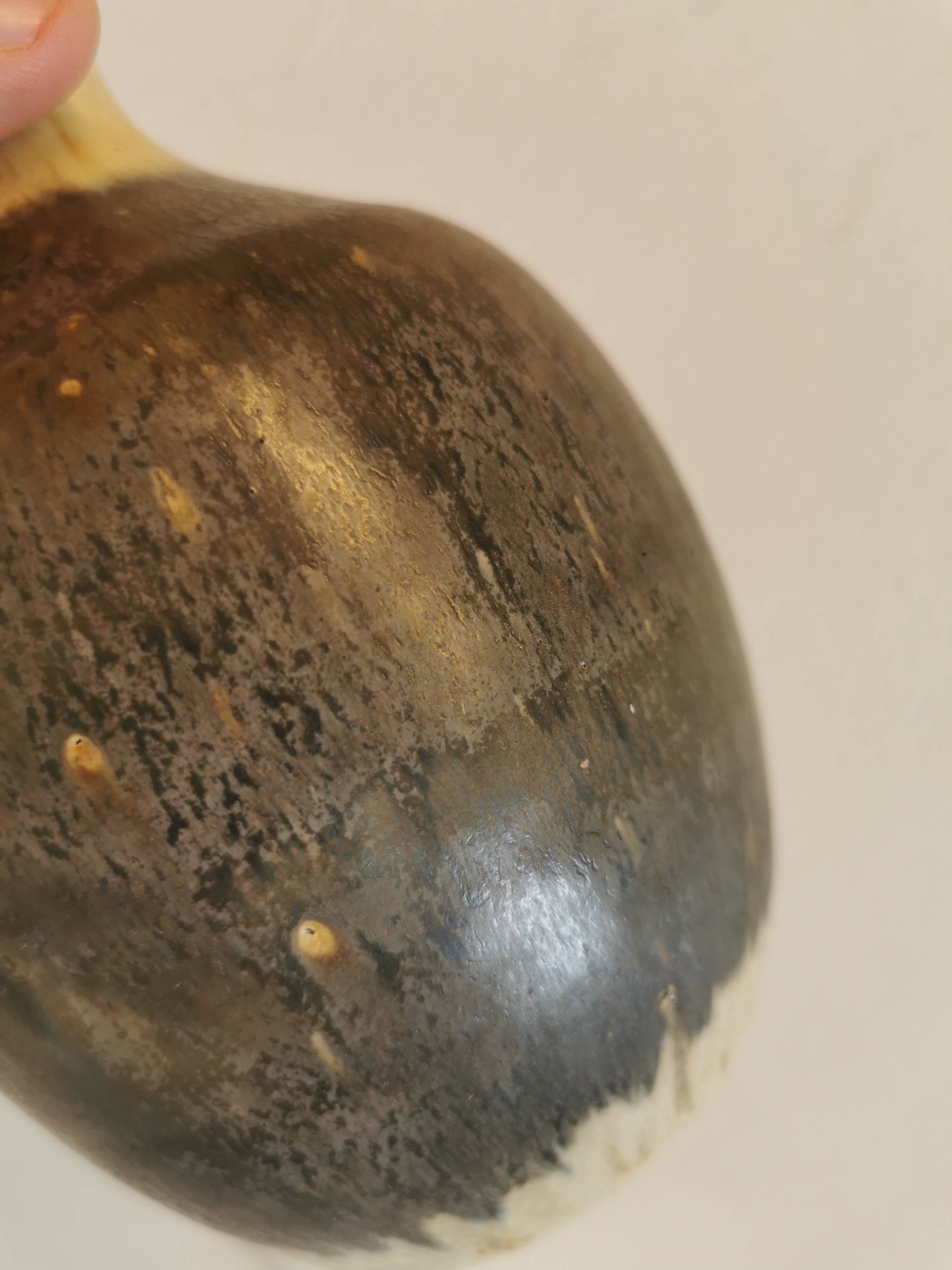 Danish designed vase in hares fur glaze from the 1960s.