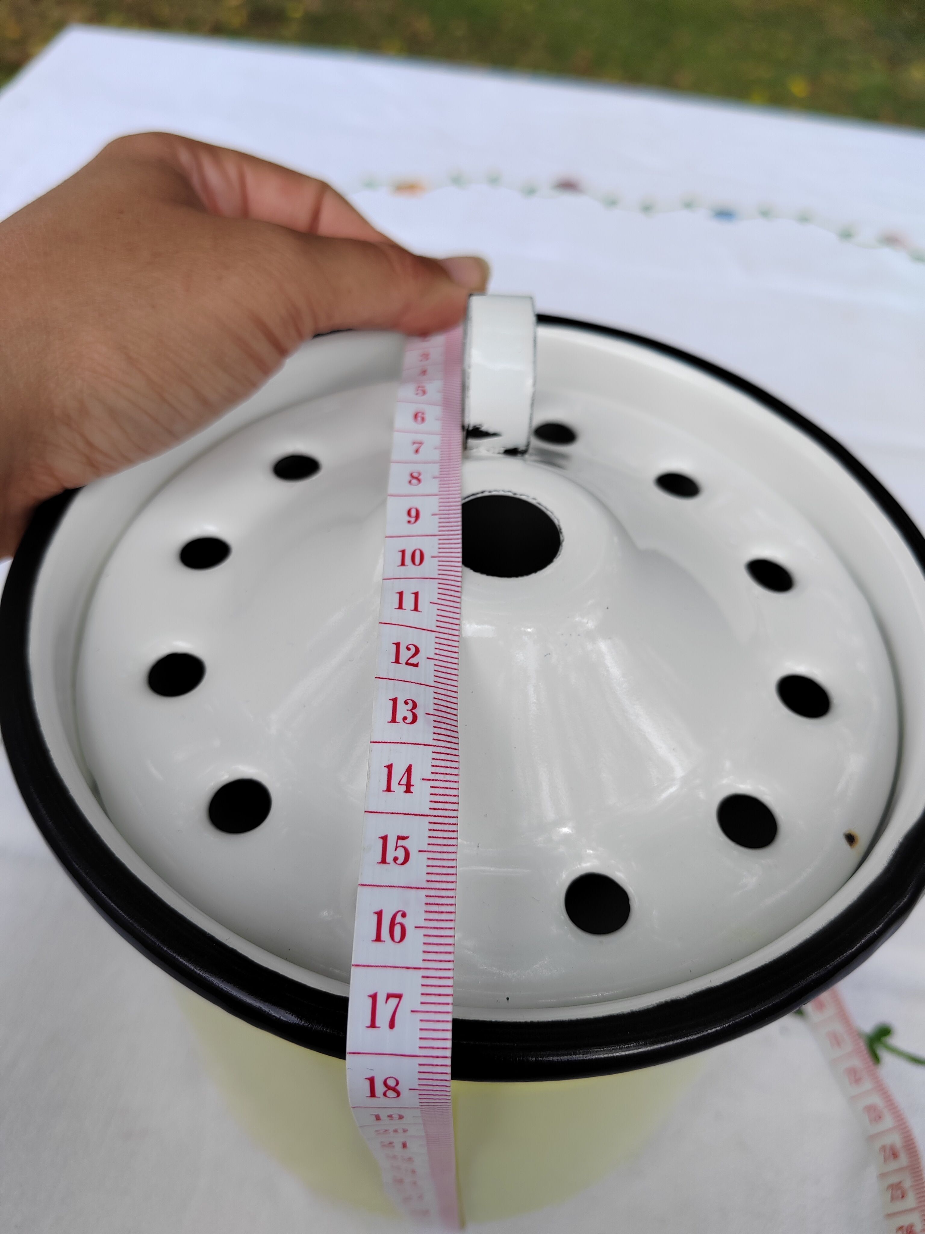Yellow enamelled milk kettle