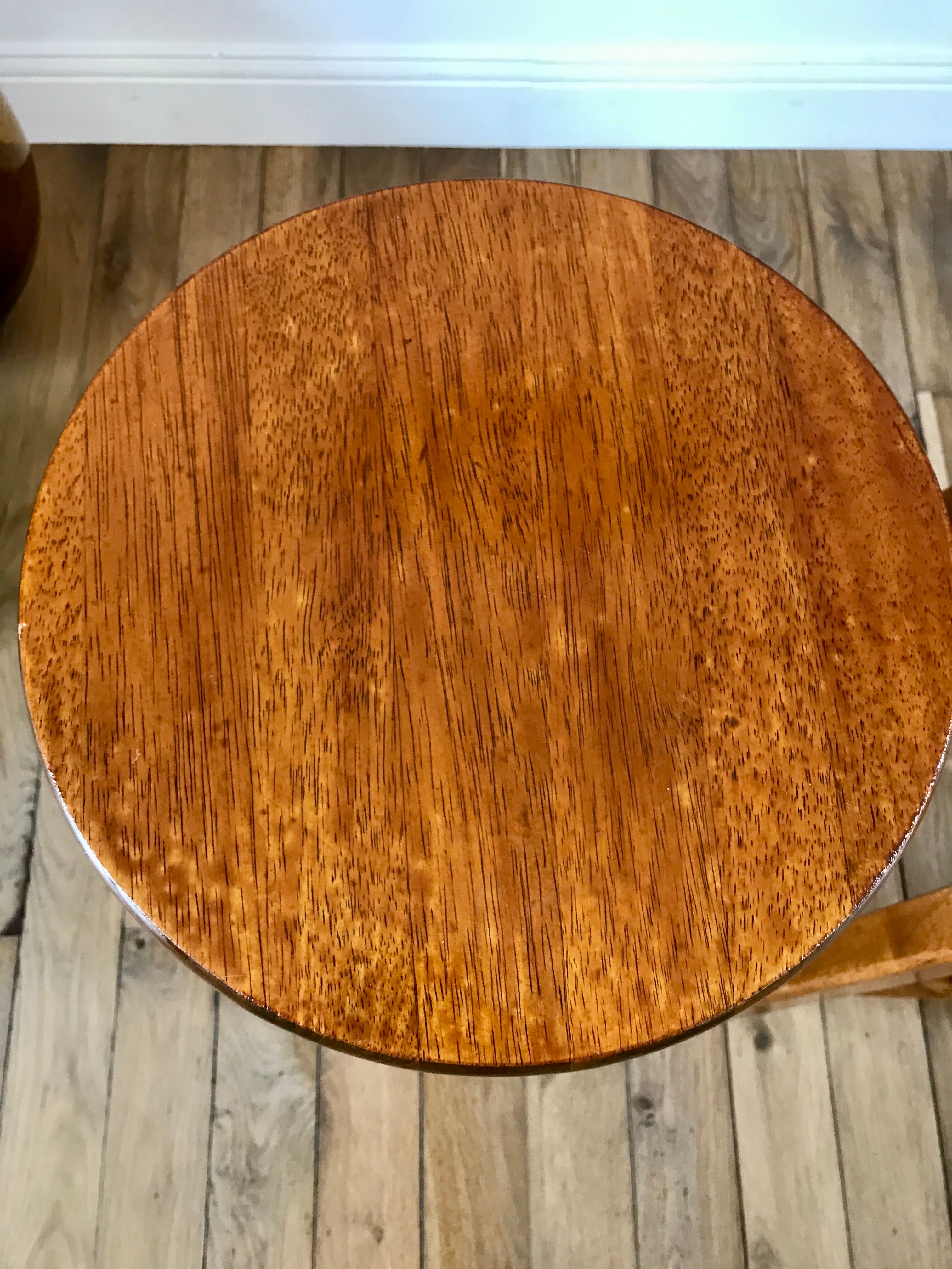 Pair of high stools / bar varnished wood 60-70s