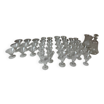 A lot of crystal glasses