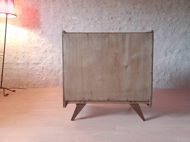 Commode vintage bois et pieds compas années 1950 1960