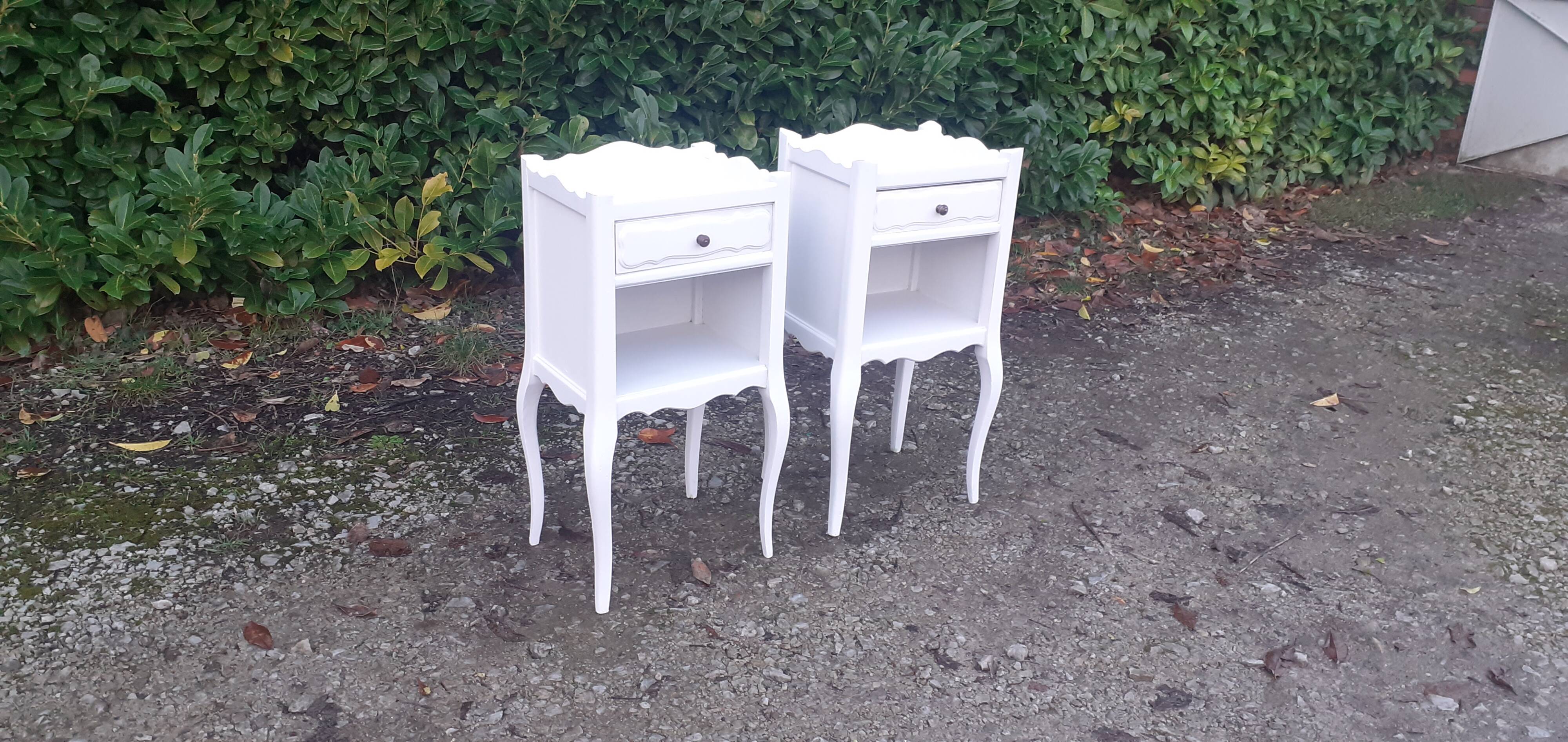 Paires de chevets 1 tiroir 1 niche blanc