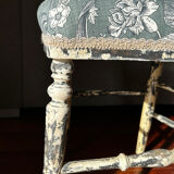Restored Napoléon III chair in blue-grey floral.