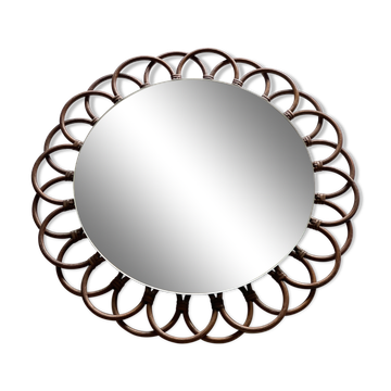Miroir vintage en rotin 54cm