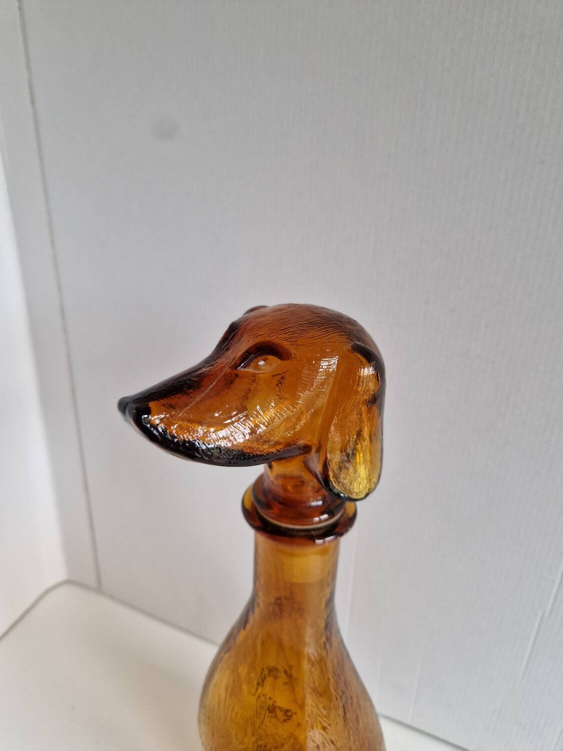 Vintage Amber Glass Dachshund Dog Shaped Bottle