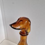 Vintage Amber Glass Dachshund Dog Shaped Bottle