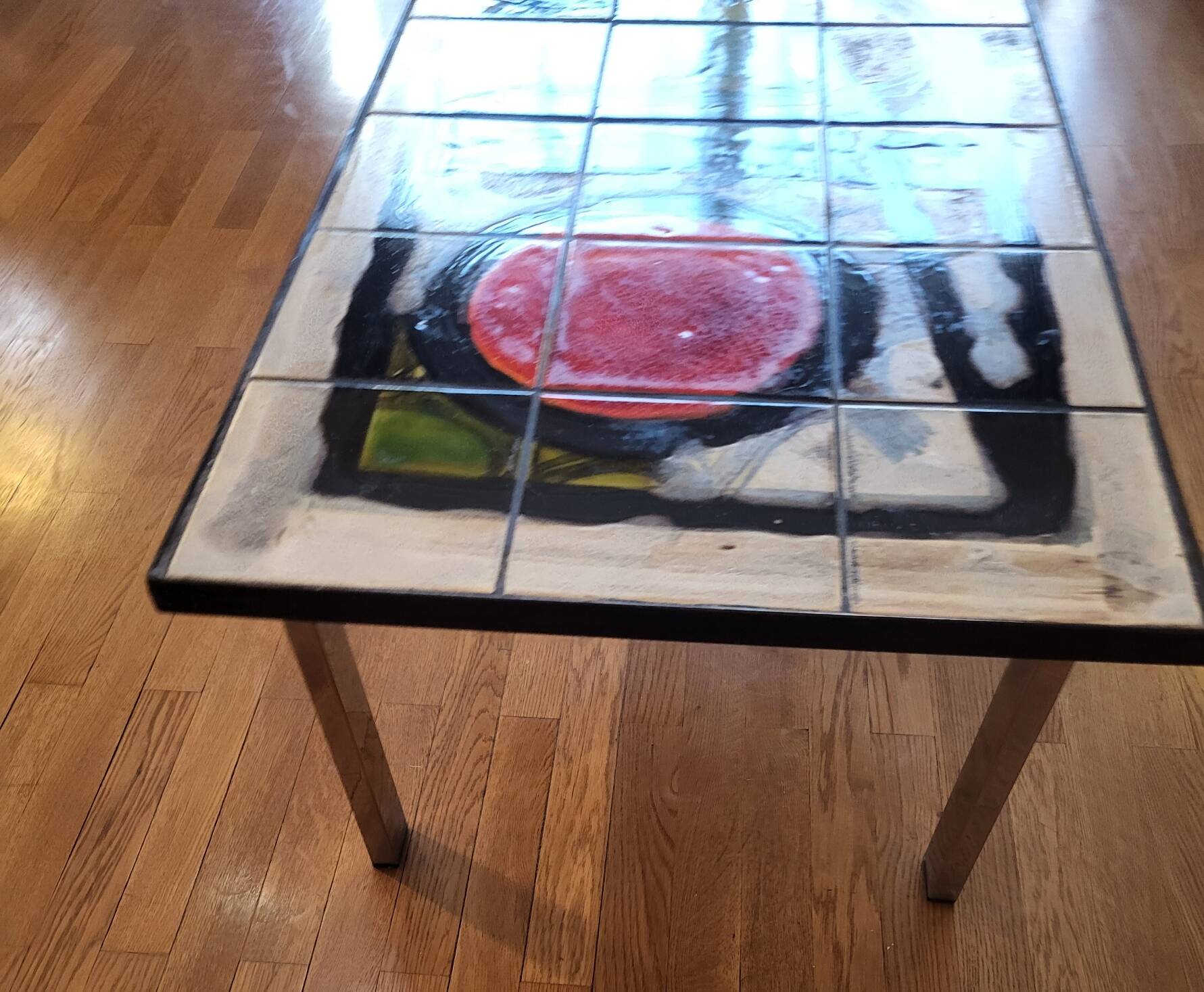 Belarti coffee table in volcanic lava ceramic with chrome legs, Belgium 1960.