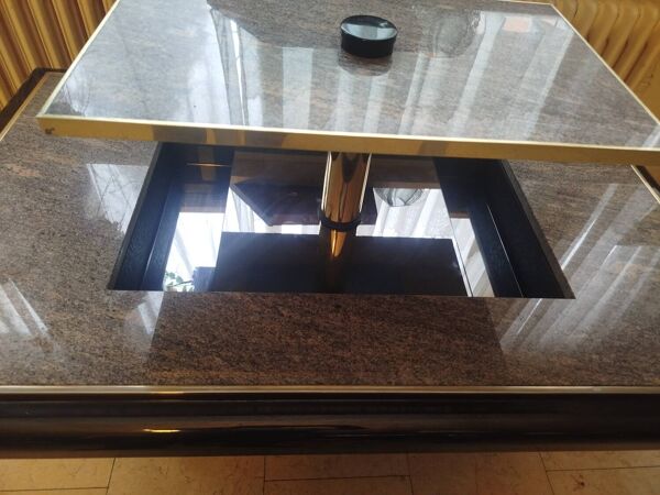 Table basse transformable en marbre et laiton – fedam – design italien