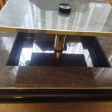 Transformable coffee table in marble and brass – fedam – italian design