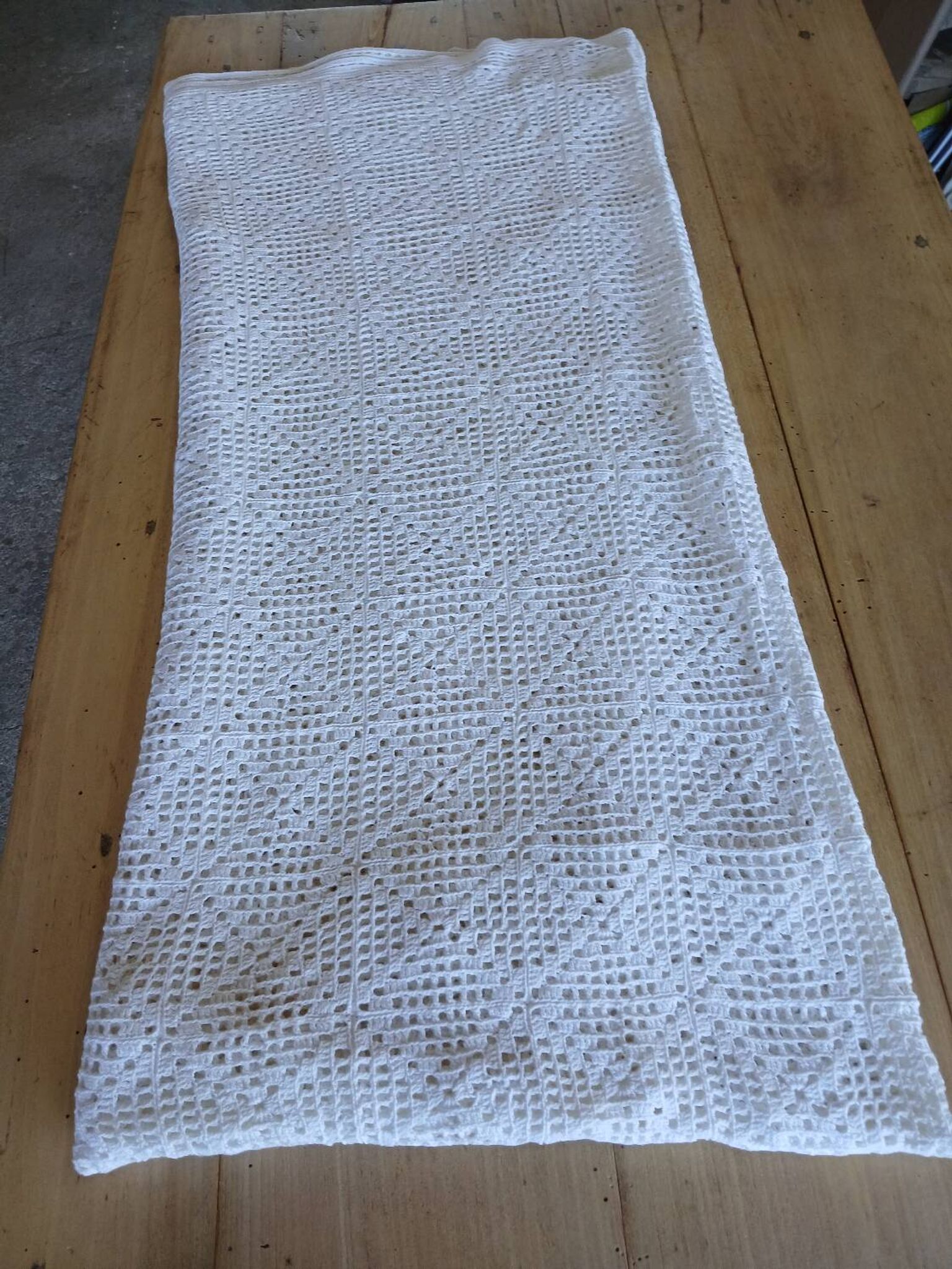Dessus de lit ancien en crochet fait main