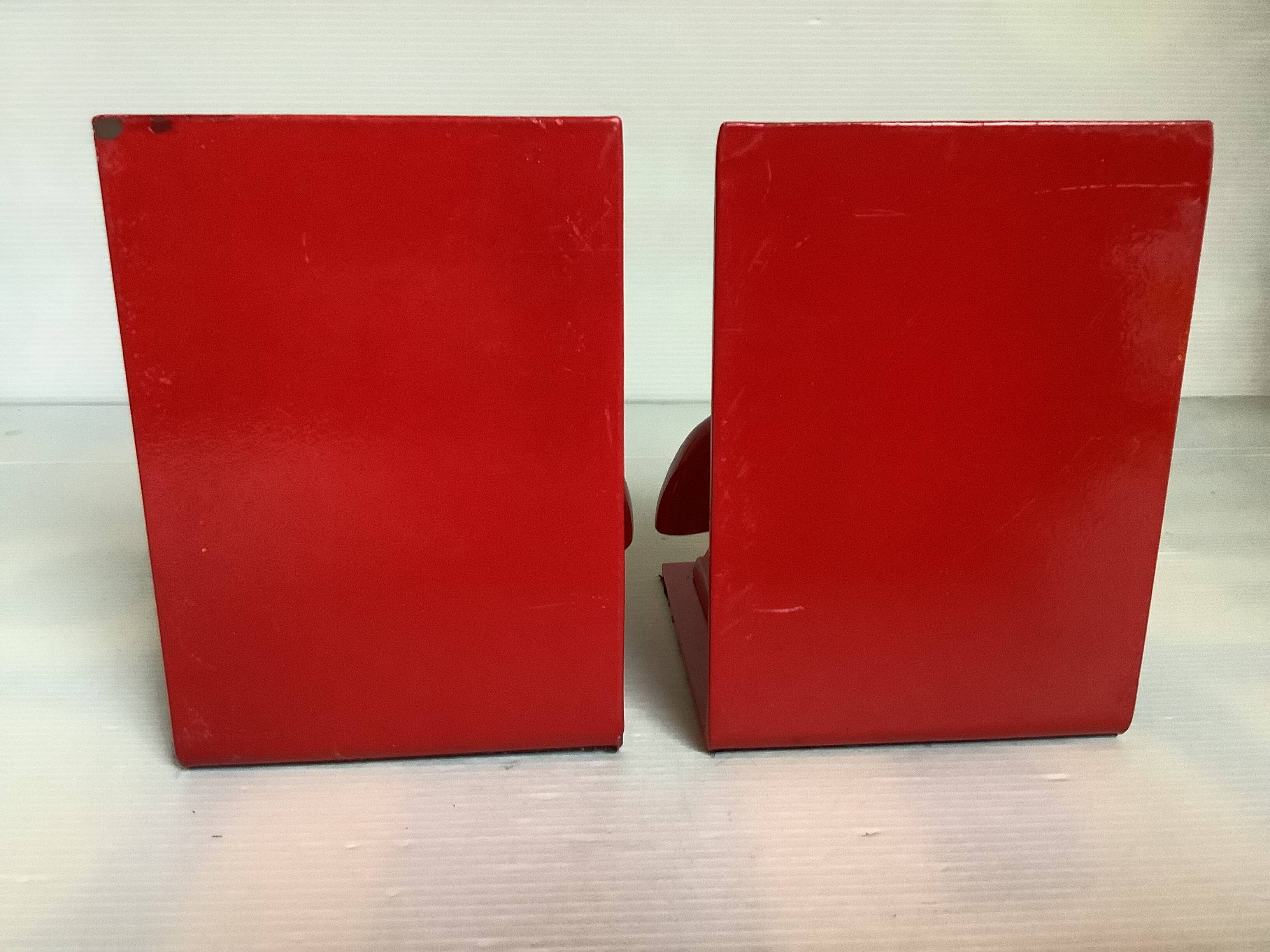 Pair of red telephone bookends