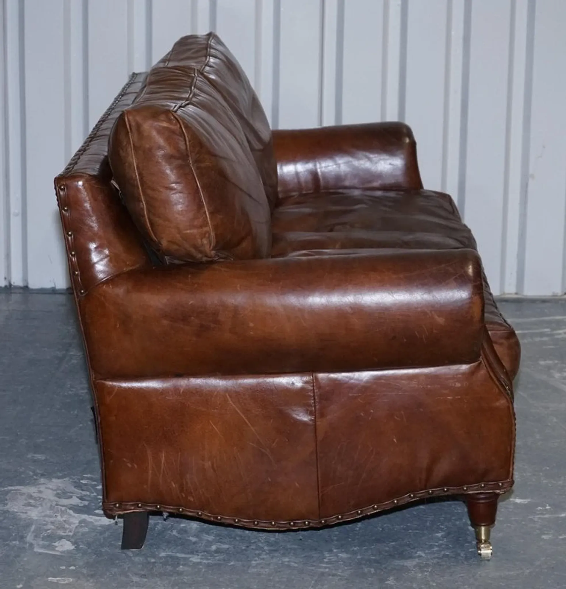 Balmoral 3-Seater Leather Sofa in Heritage Brown by Halo