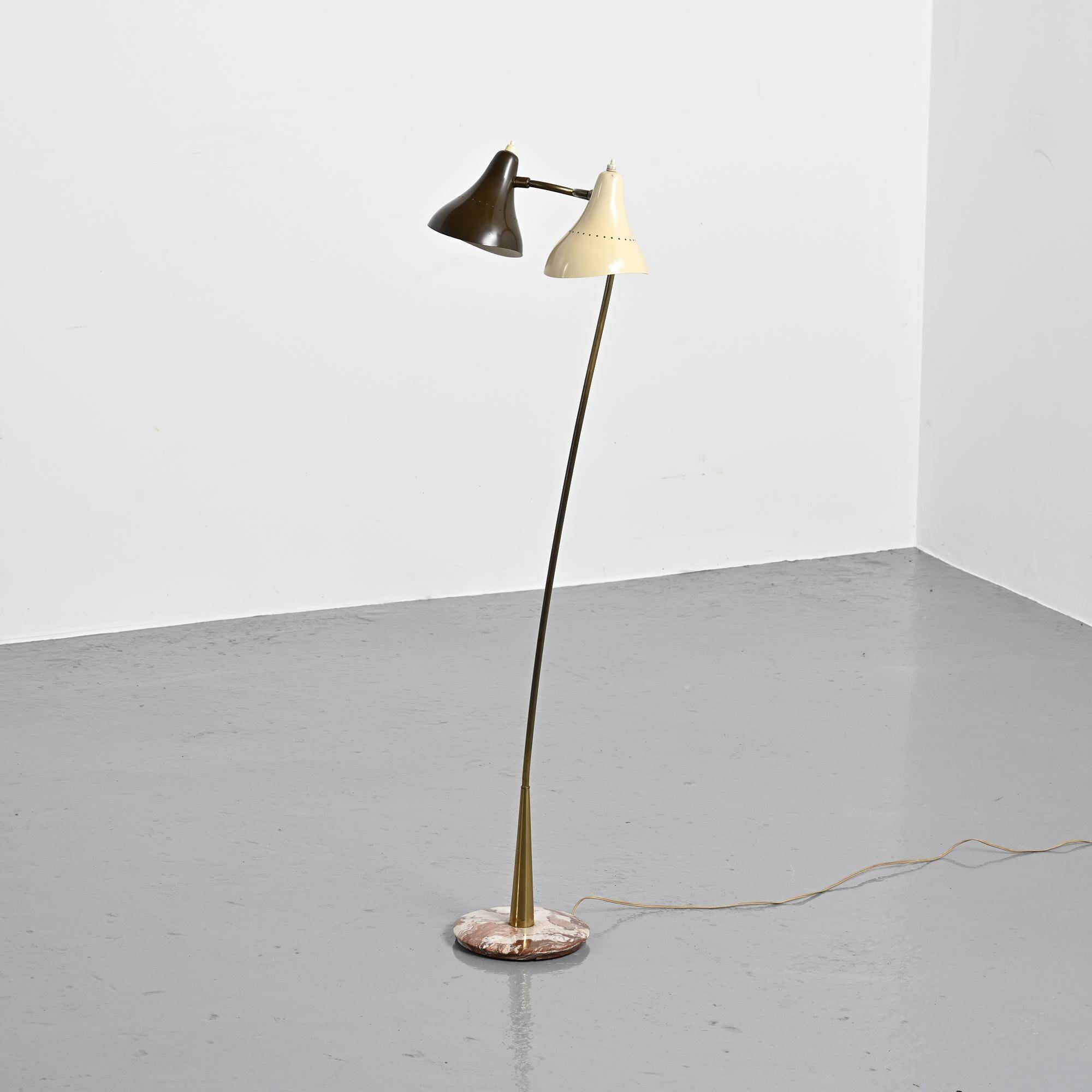 Double-arm adjustable reading floor lamp by J.J.M. Hoogervorst, Anvia, circa 1950.