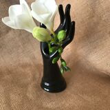 Small hand vase in vintage black earthenware