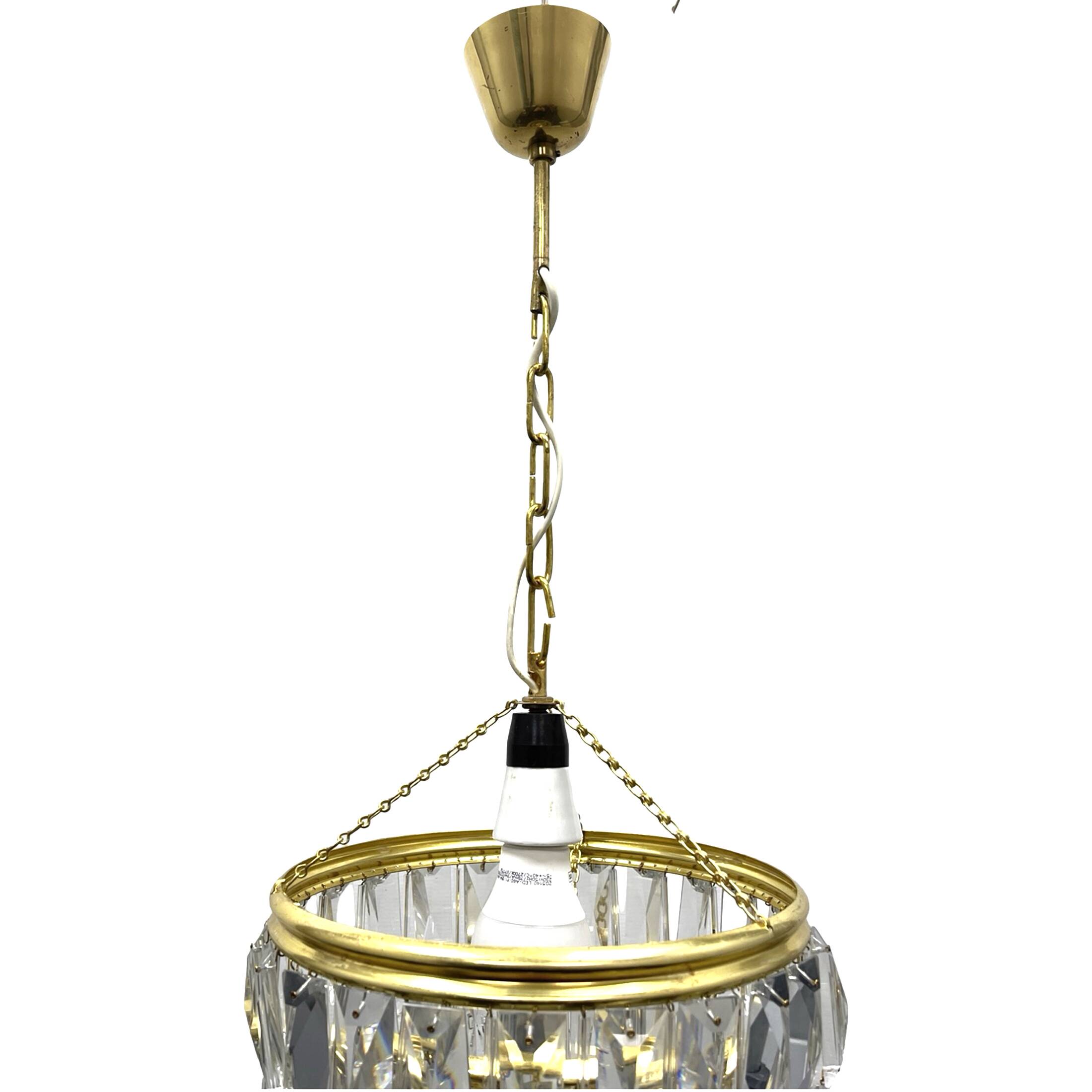 Vintage crystal chandelier Lustry Kamenický Šenov, Czechoslovakia 1970s