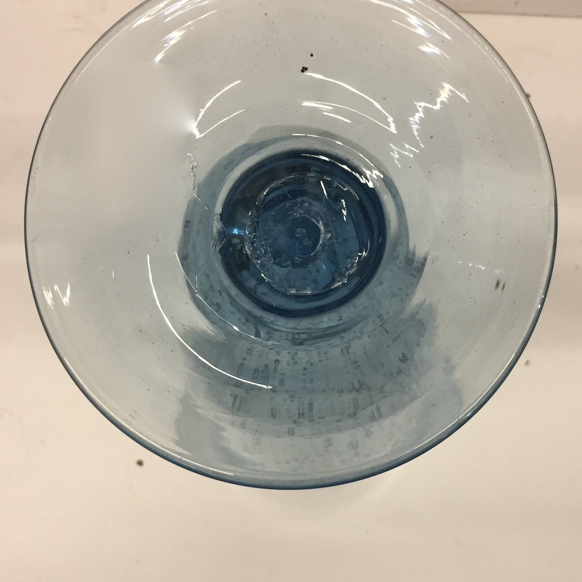 Blue bubble glass vase