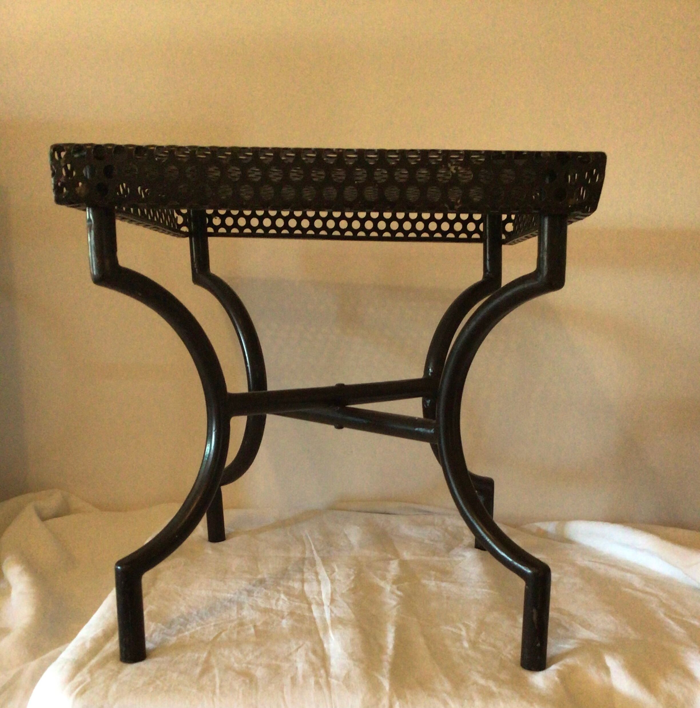 Square metal coffee table with hole