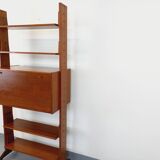 Vintage modular secretary shelf bookcase in teak from the 60s