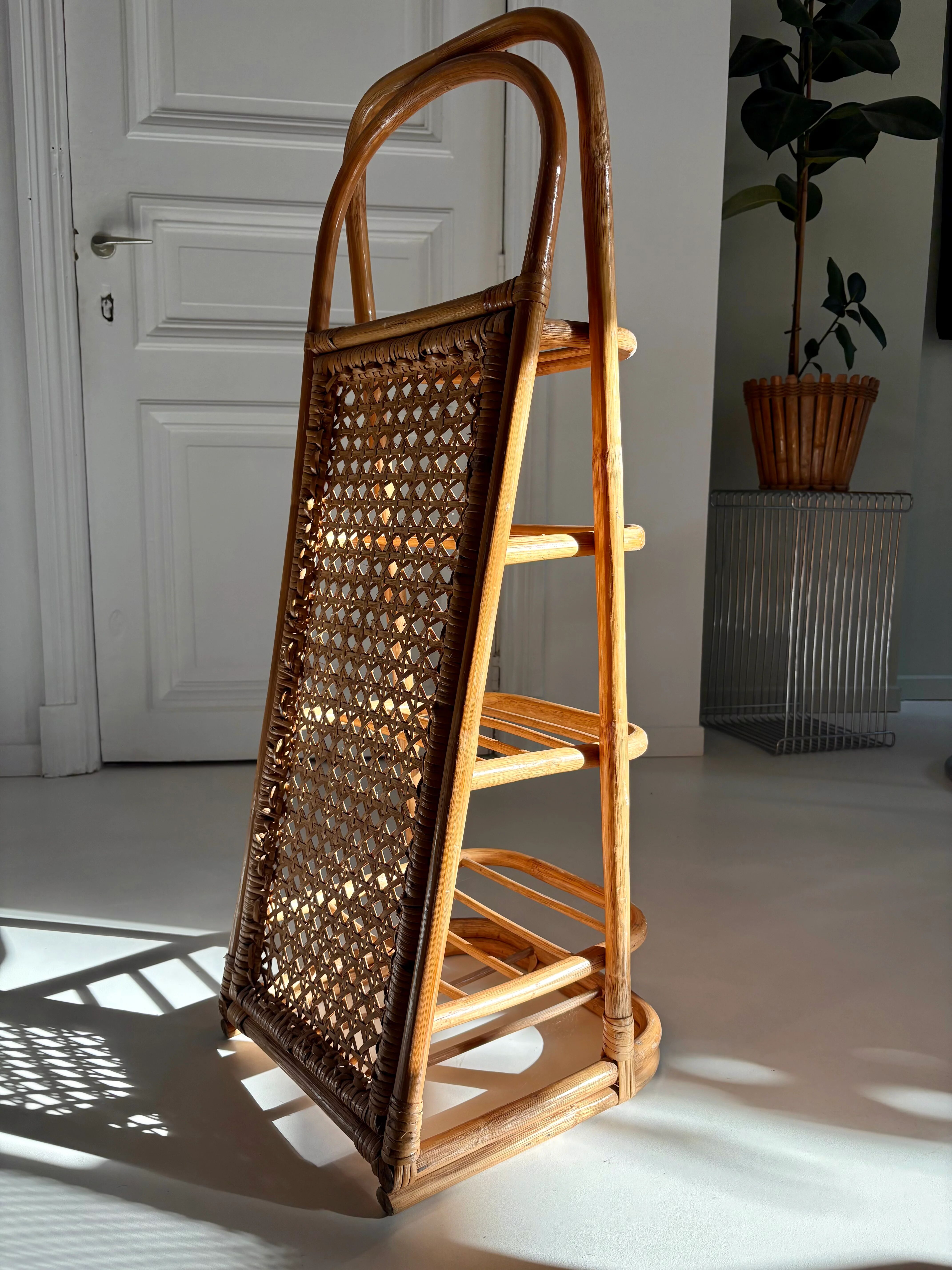 Vintage rattan and cane shelf – 1970s