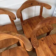4 pine armchairs from the 1970s