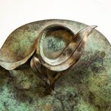 Fruit holder in oxidised brass with floral decoration, Italy 1940s