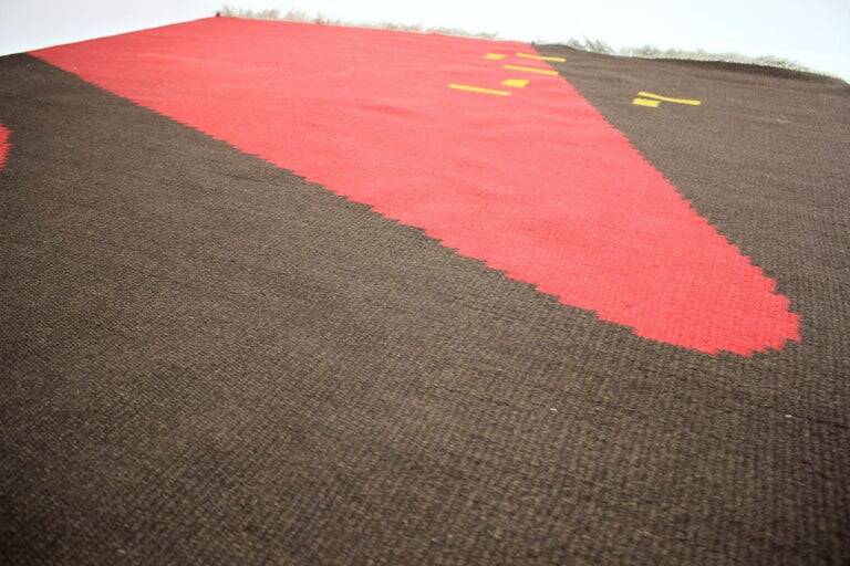 Design organic abstract geometric carpet/rug in style of Antonín Kybal, 1950s