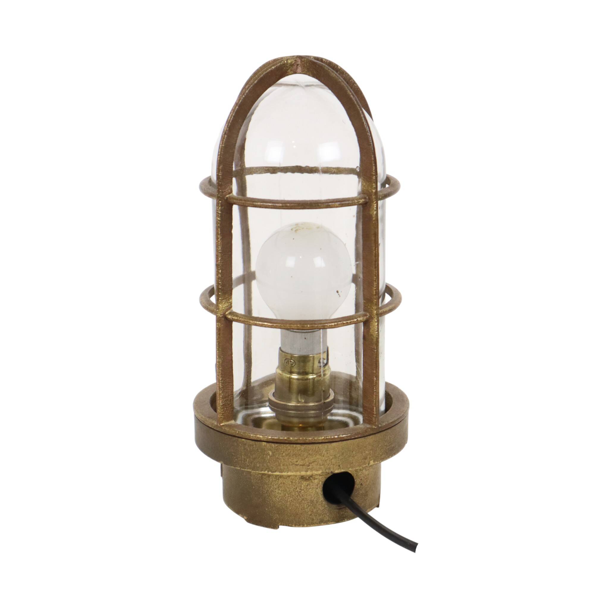 Old Industrial Brass Ship's Lamp Cage Lamp Rotterdam