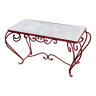 Coffee table in marble and red wrought iron from the 50s