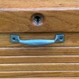 Antique oak tambour door filing cabinet, H120