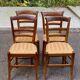 4 solid wood chairs with gold straw fabric from the 19th century