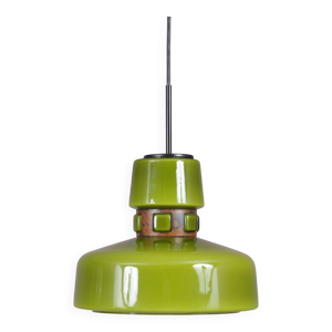 Suspension en verre vert - cuivre